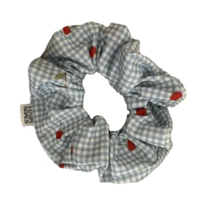 Blue Cherry Scrunchie